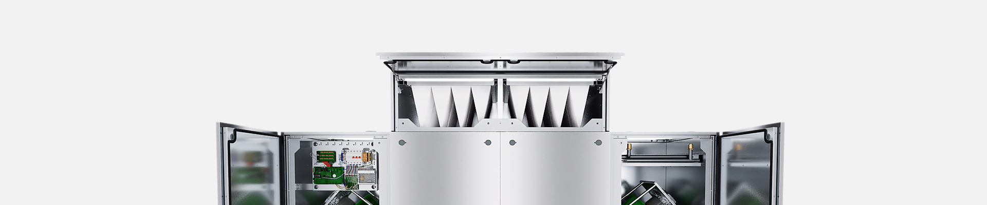 Compact air handling units with vertical duct connection. - slider